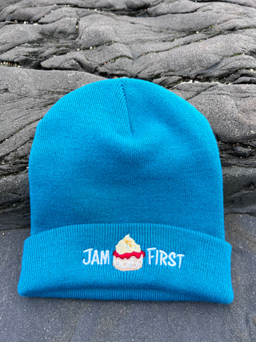 Jam First Banner Beanie Hat (Minkee Blue)