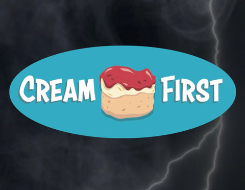 Cream First Oval Banner Car Sticker (Window)