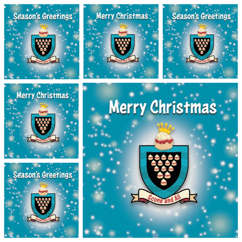 Jam First Scone and All Christmas Cards BLUE (x6)