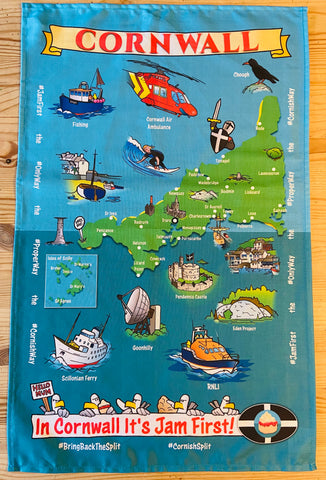 Jam First Cornwall Tea Towel / Wall Hanging