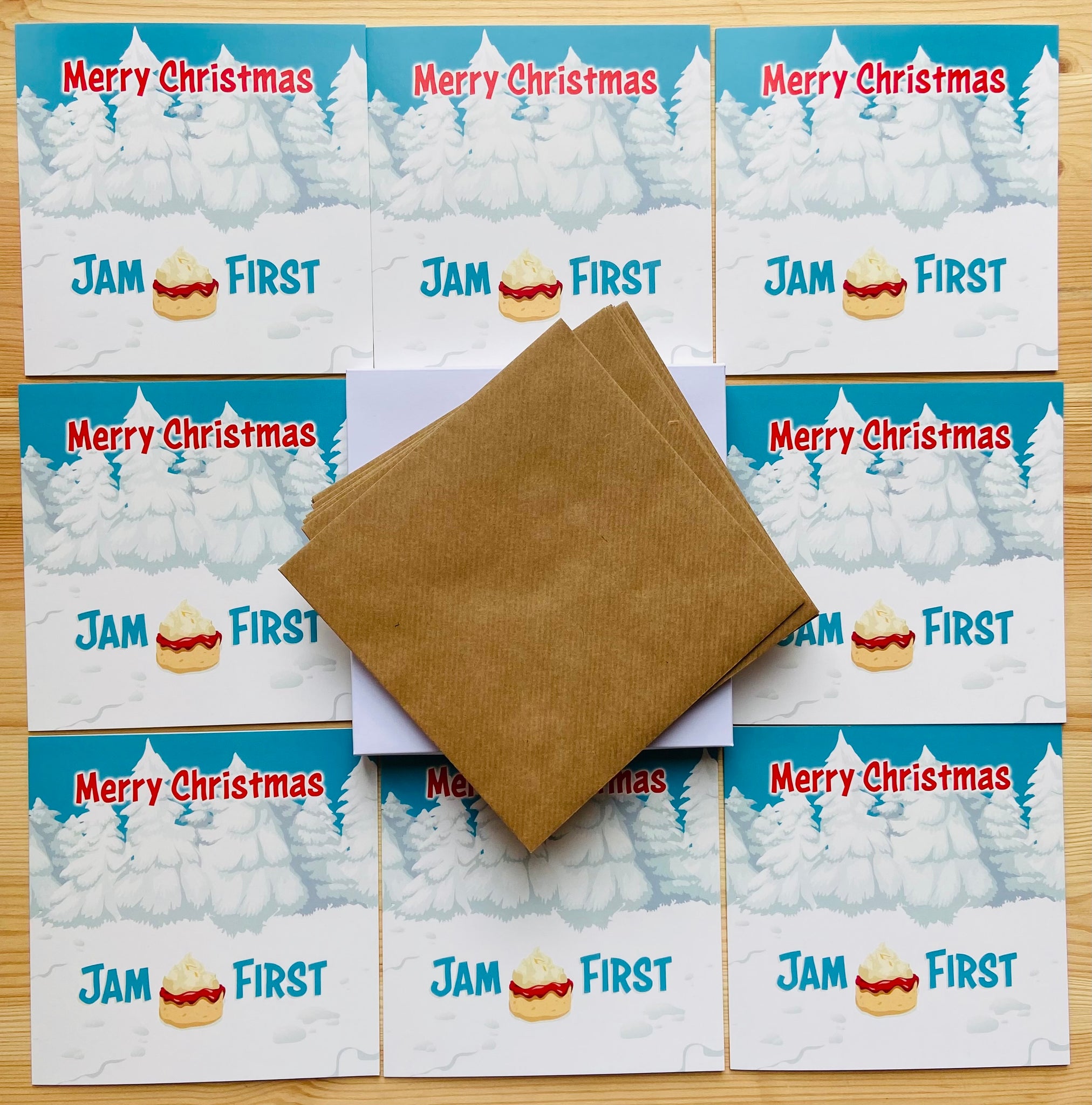Jam First Banner Christmas Cards (x8)